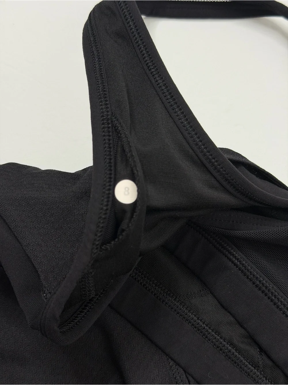 Lululemon Black Minimalist Tank W/Racerback Sport Bra Open Back Drape Size 6